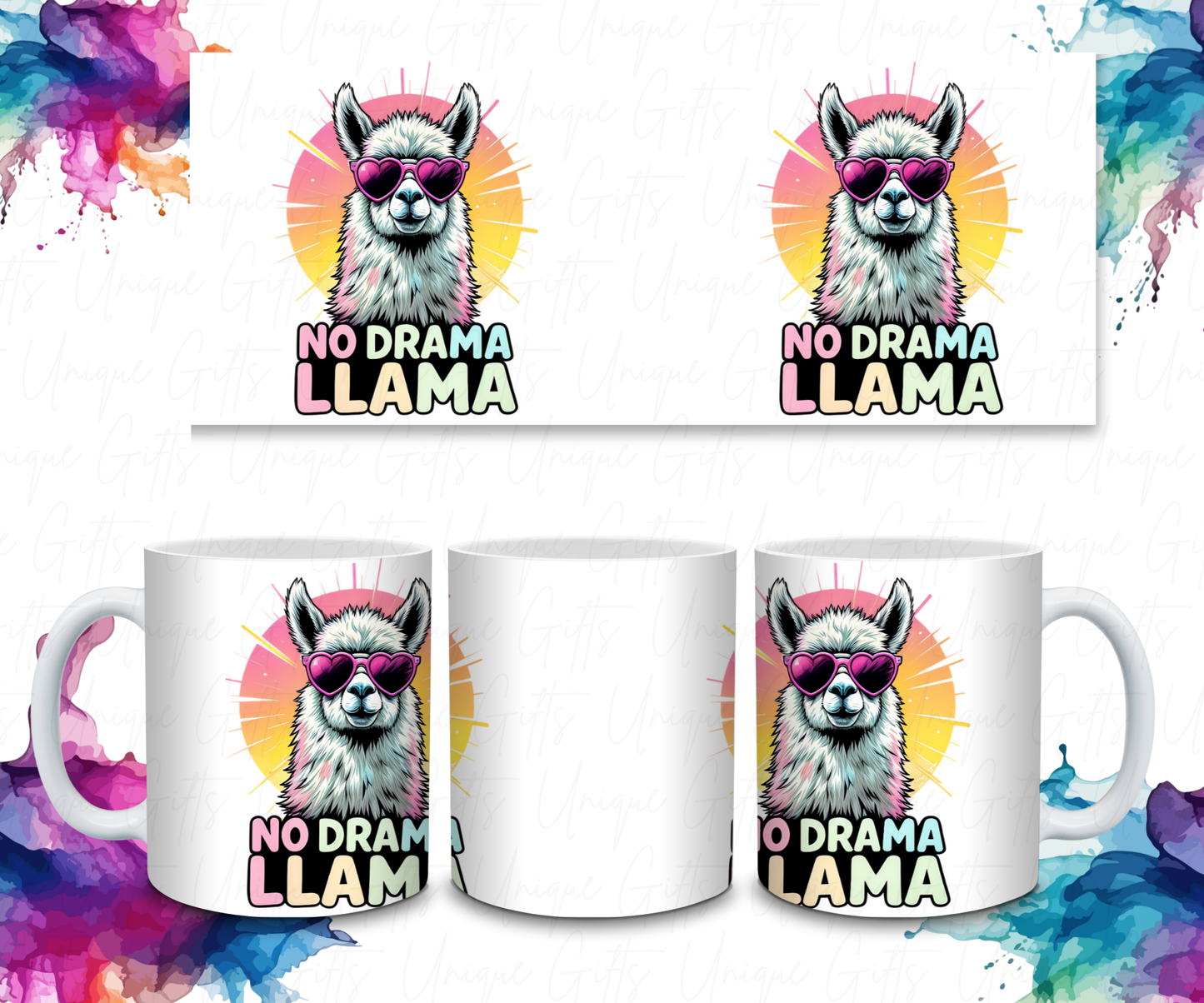 Coffee Mug Featuring Llama, No Drama Llama.