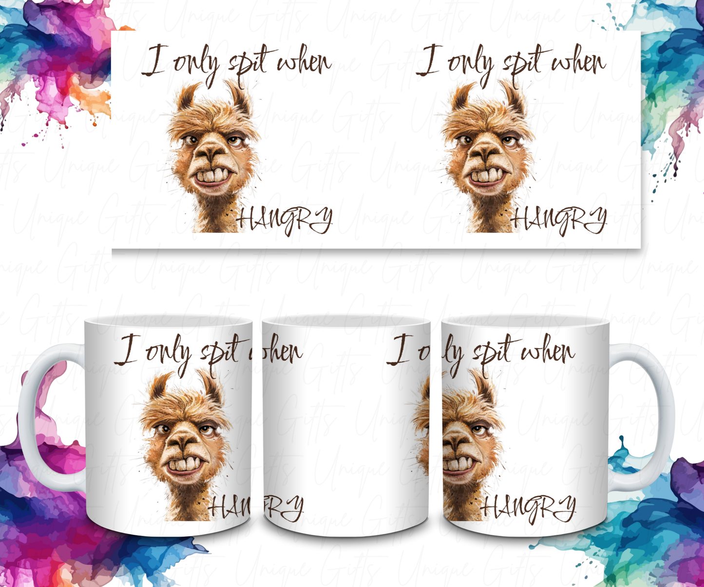 Coffee Mug Featuring Llama, I only Spit when Angry.