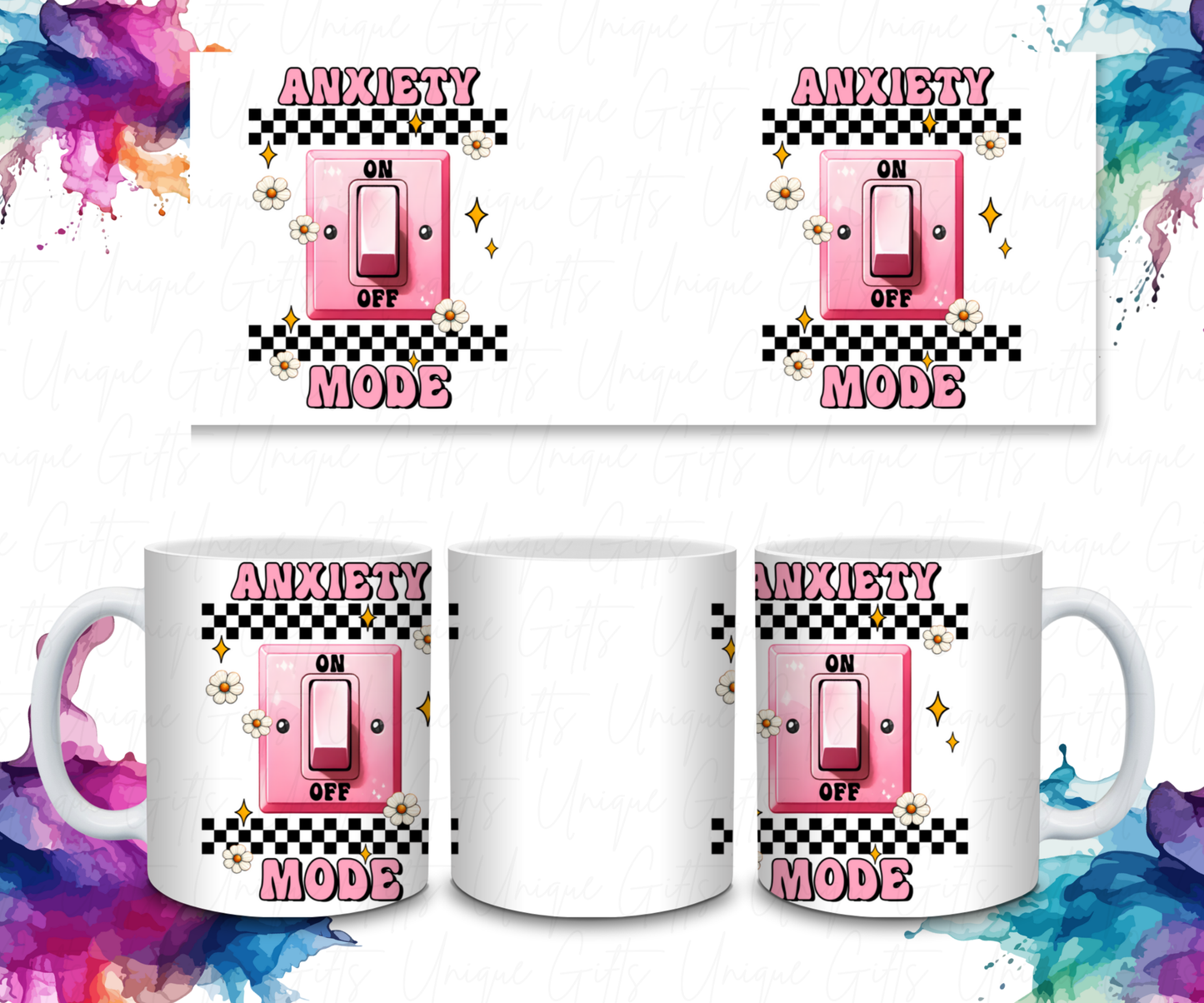 Coffee Mug Featuring a Anxiety Design.