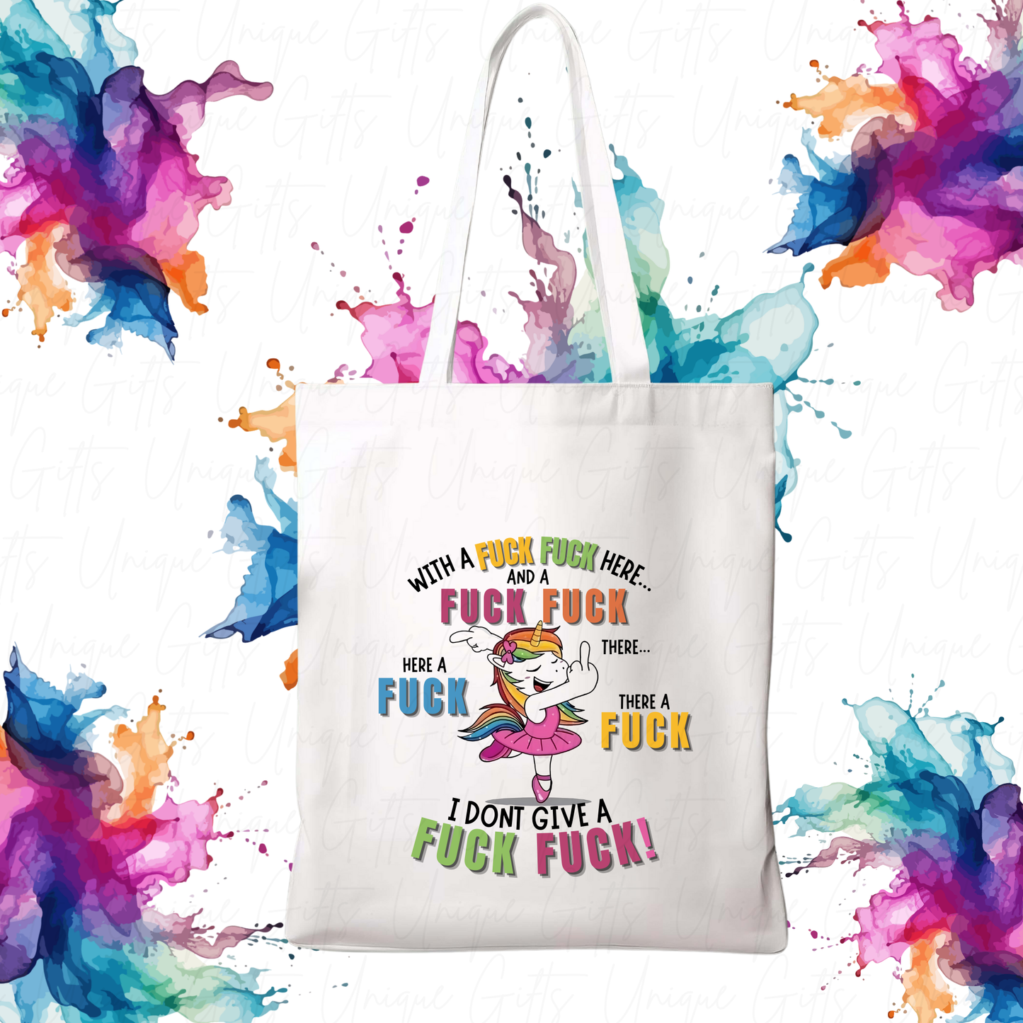 Tote Bag in White with Unicorn Design