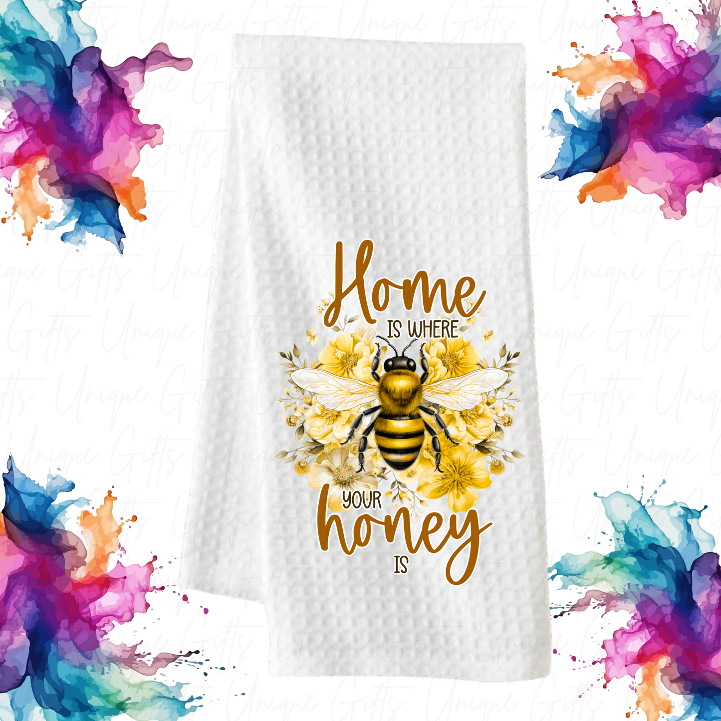Home is Where Your Honey Is Kitchen Tea Towel – Waffle Knit