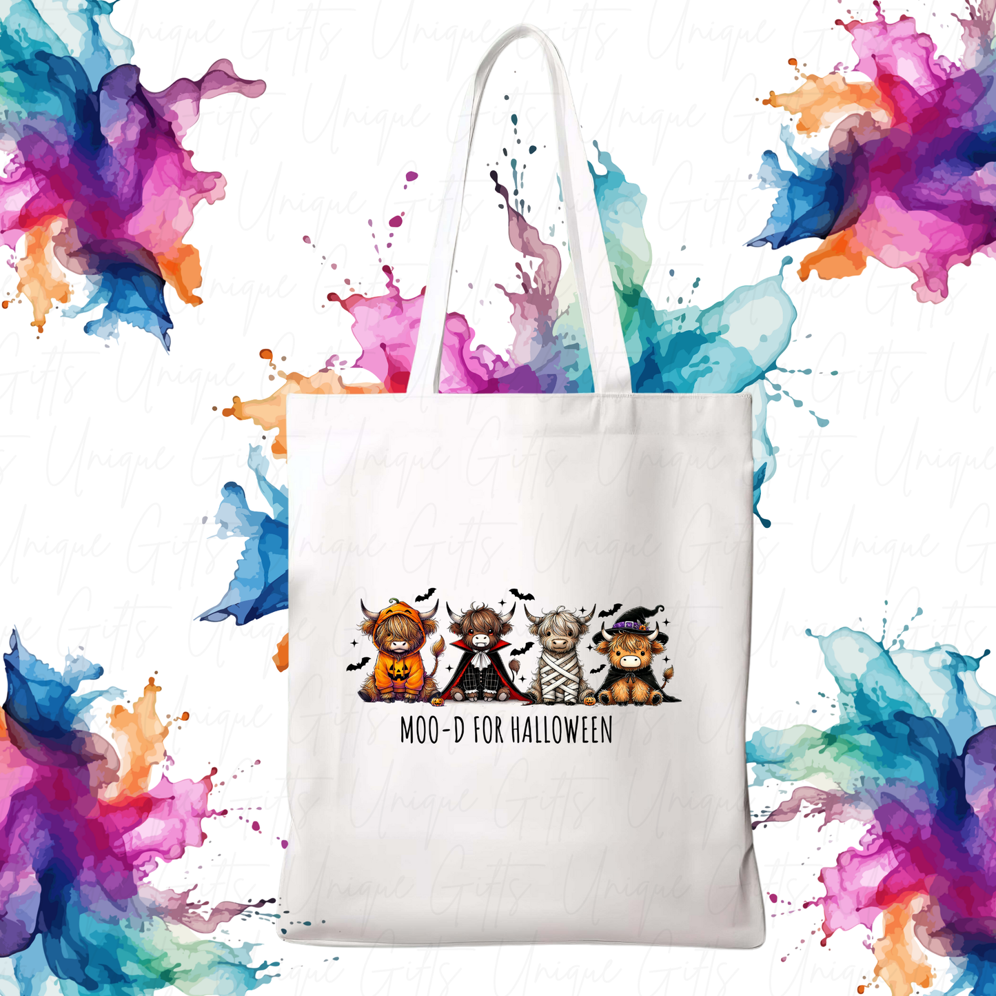 Personalised “Moo-D” Halloween Tote Bag – Custom Trick-or-Treat Bag, Spooky Reusable Gift Tote