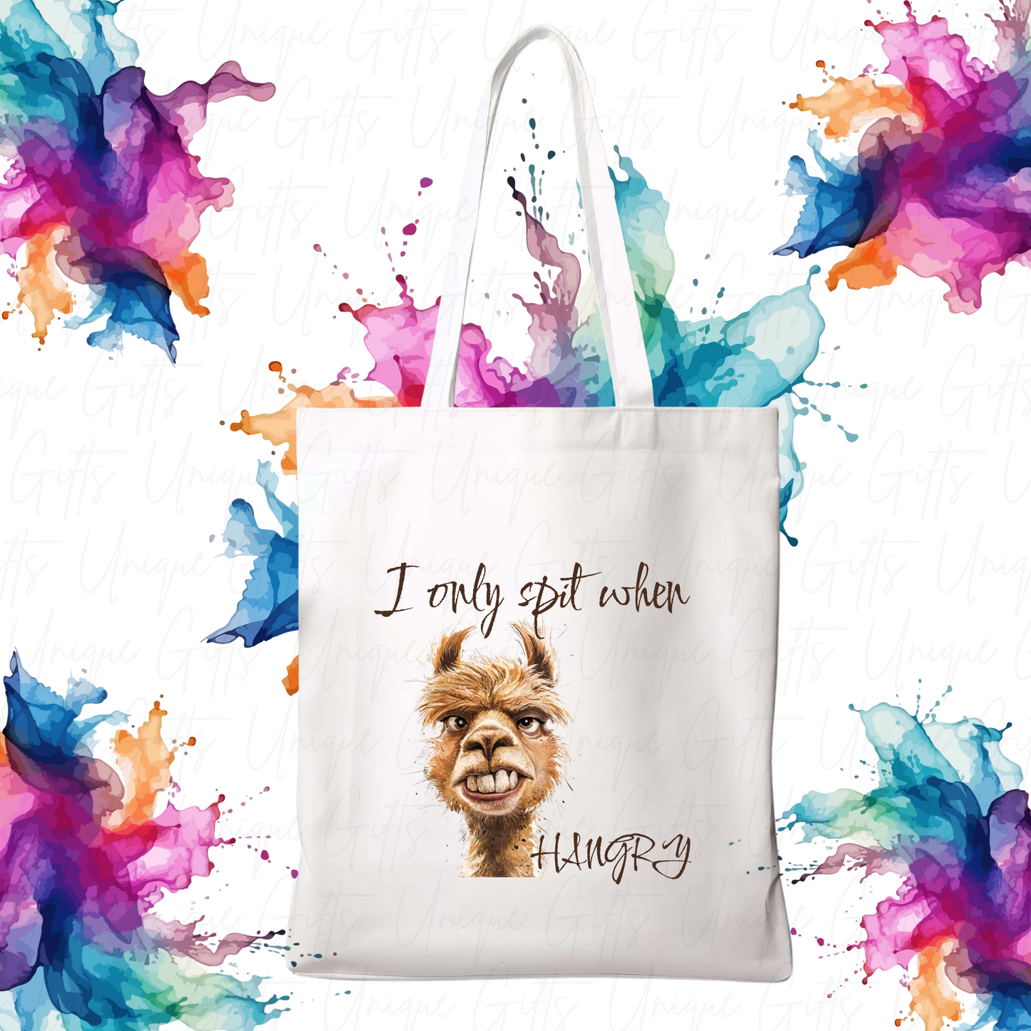 Tote Bag in White with Llama Design