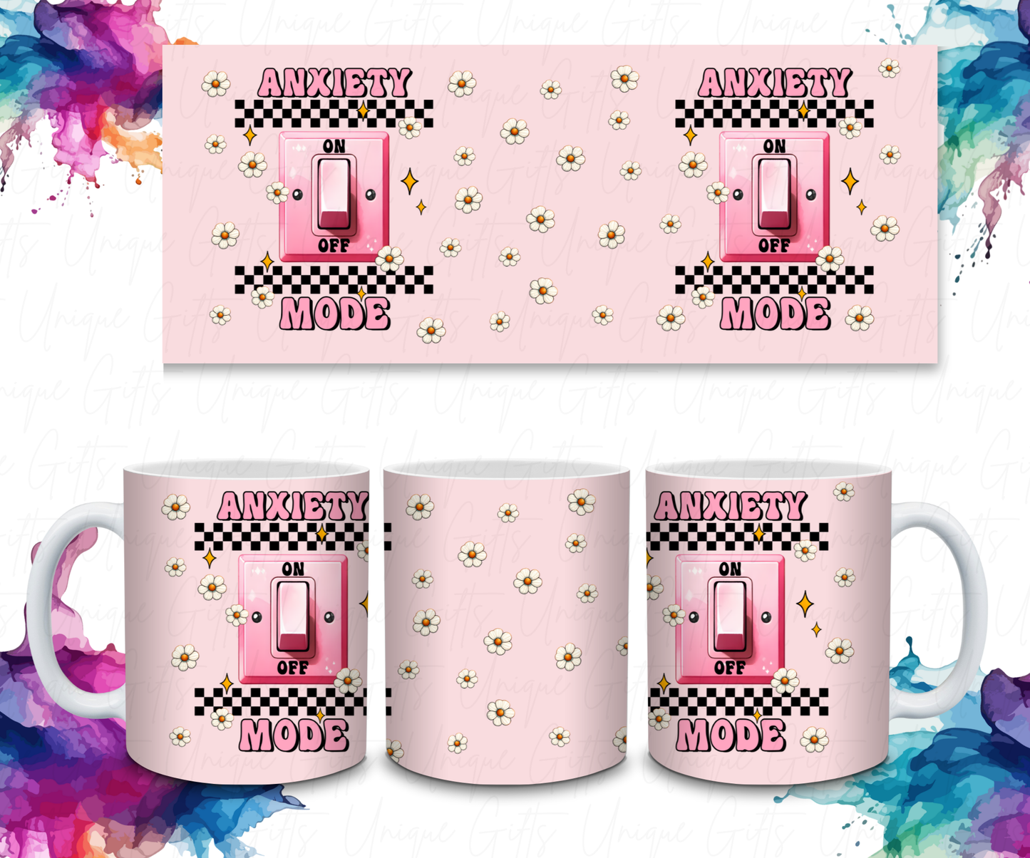 Coffee Mug Featuring a Anxiety Design.