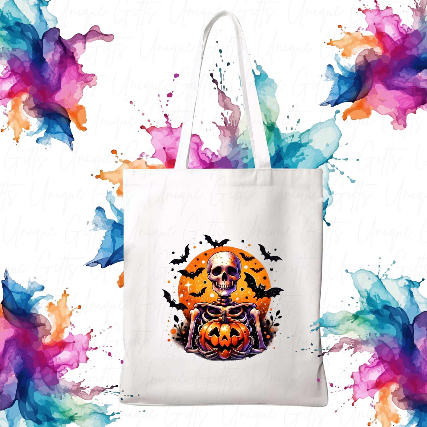 Skeleton Pumpkin Halloween Tote Bag β Spooky Reusable Trick or Treat Bag | Gothic Gift Tote UK