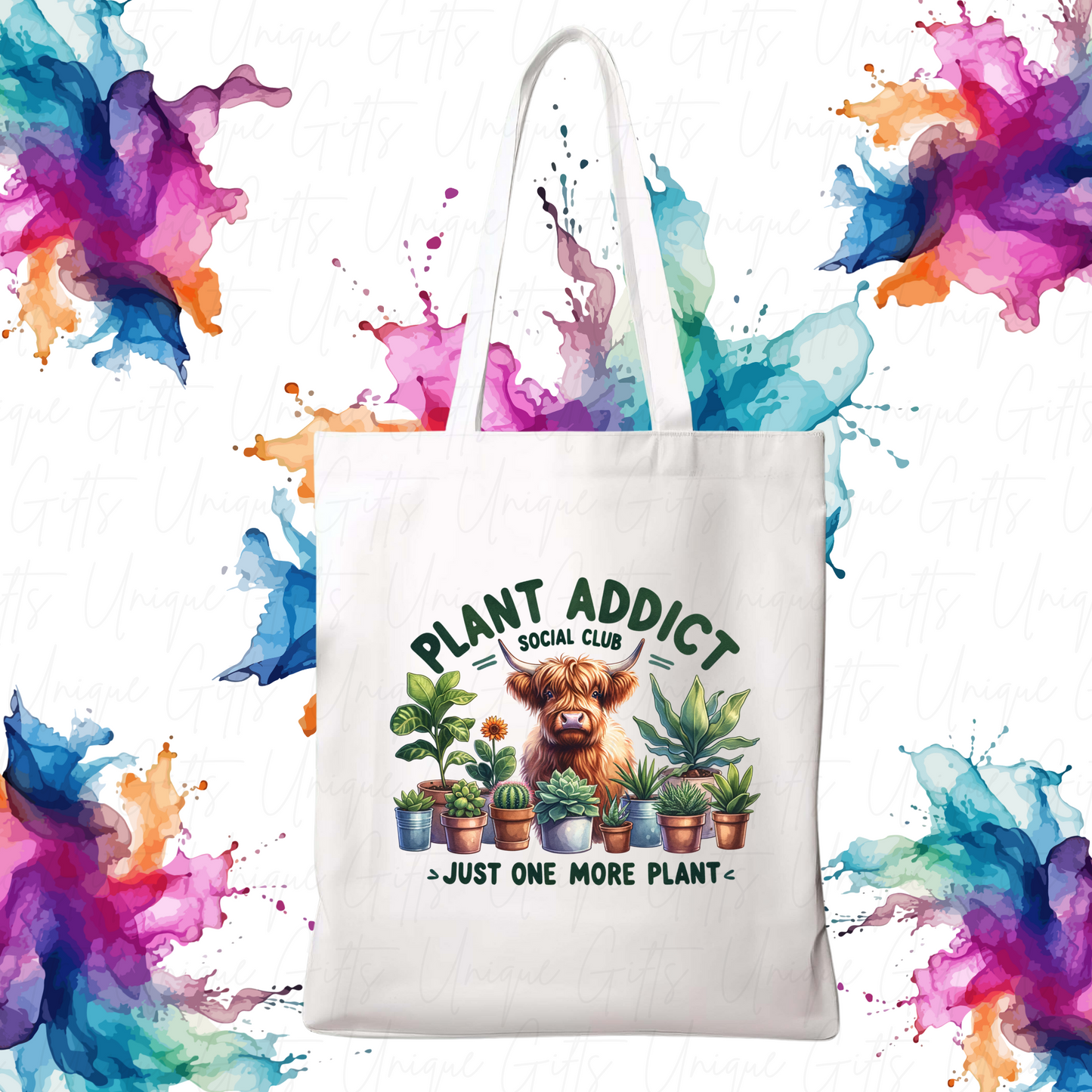 Highland Cow Plant Addict Tote Bag