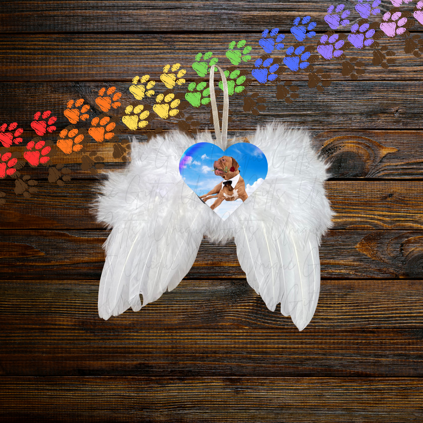 Memorial Angel Wings Keepsake – Personalised Photo Decoration, Custom Remembrance Ornament Gift.