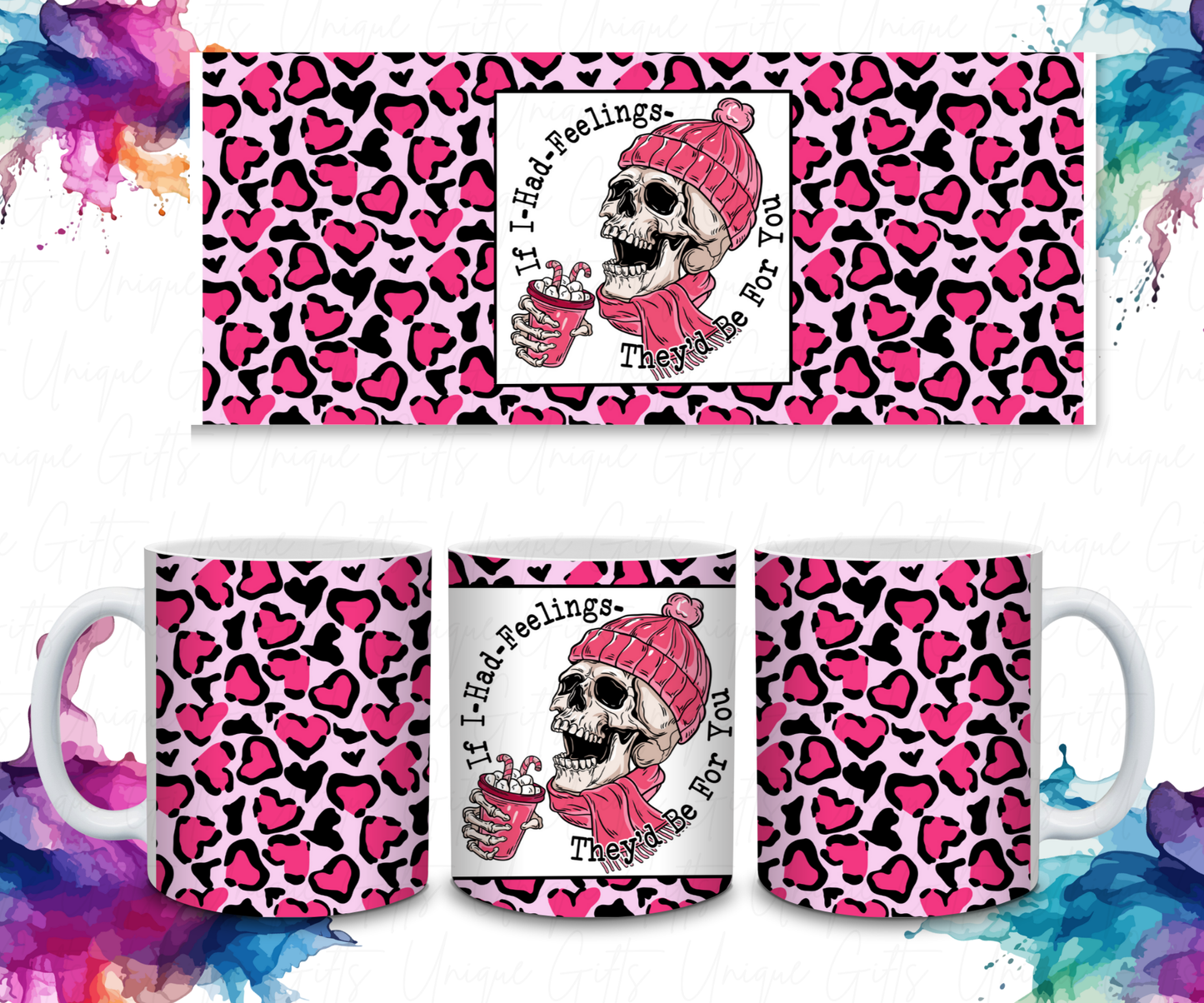 Adult Coffee Mug Featuring a Skeleton If I Had Feelings.