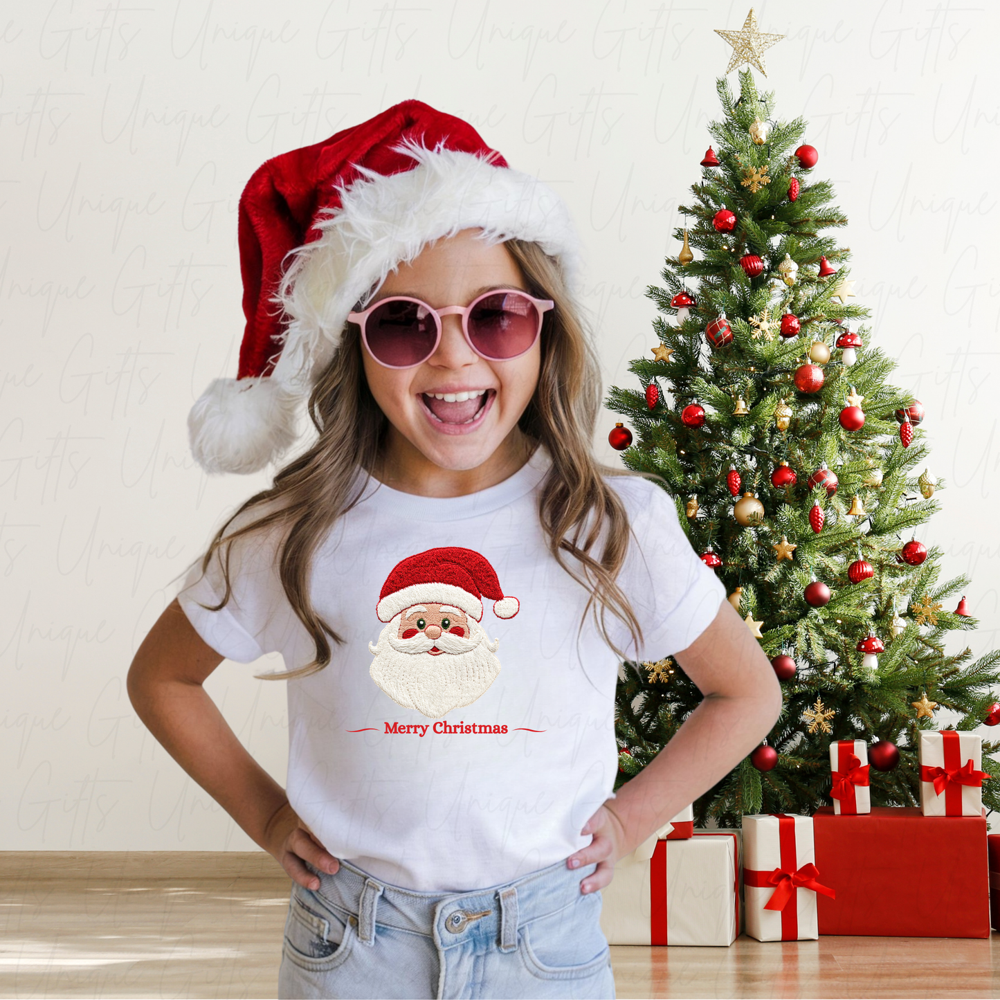 Personalised Merry Christmas T-shirt – Santa Face Design | Custom Festive Baby Outfit