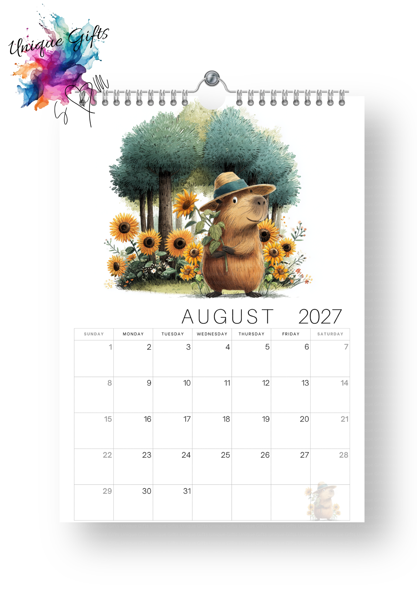 Timber Tales Capybara Calendar 2027