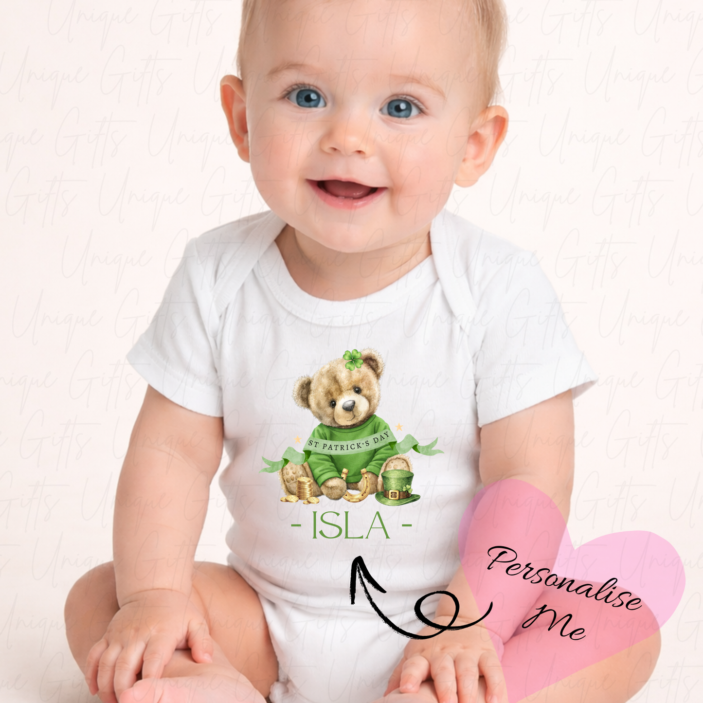St Patrick's Day Cute Bear Baby Grow | Unique Gifts