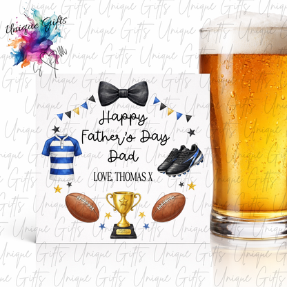 Personalised rugby Father's Day card – Dad or Grandad | Unique Gifts