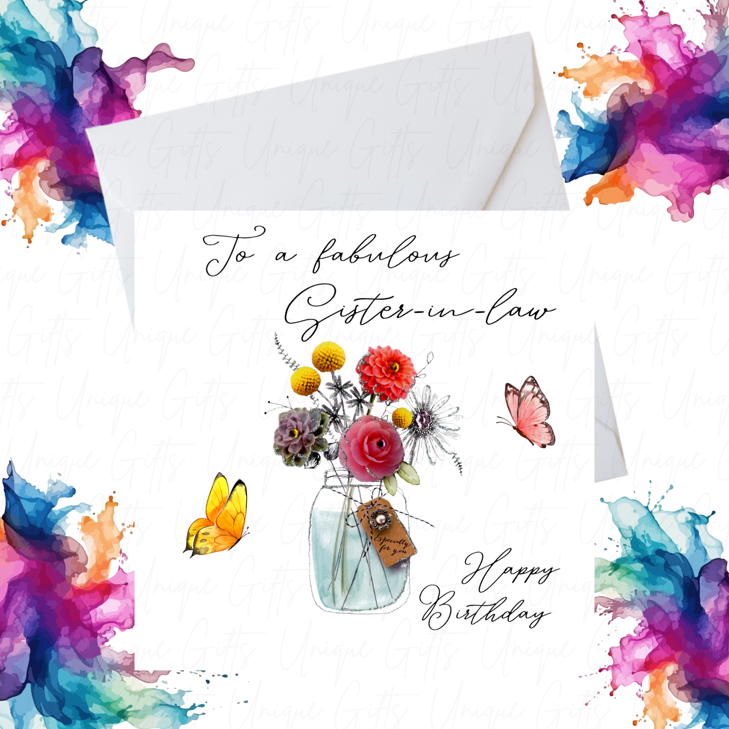 Happy Birthday Card for Sister-in-Law – Fabulous Design with Flowers, Handmade