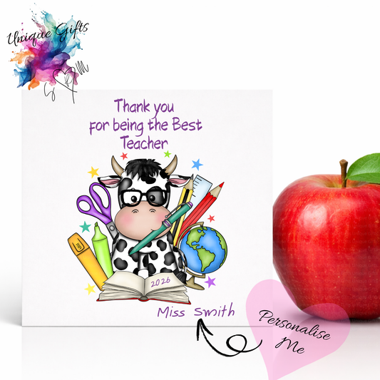 Best Teacher Card – Cow
