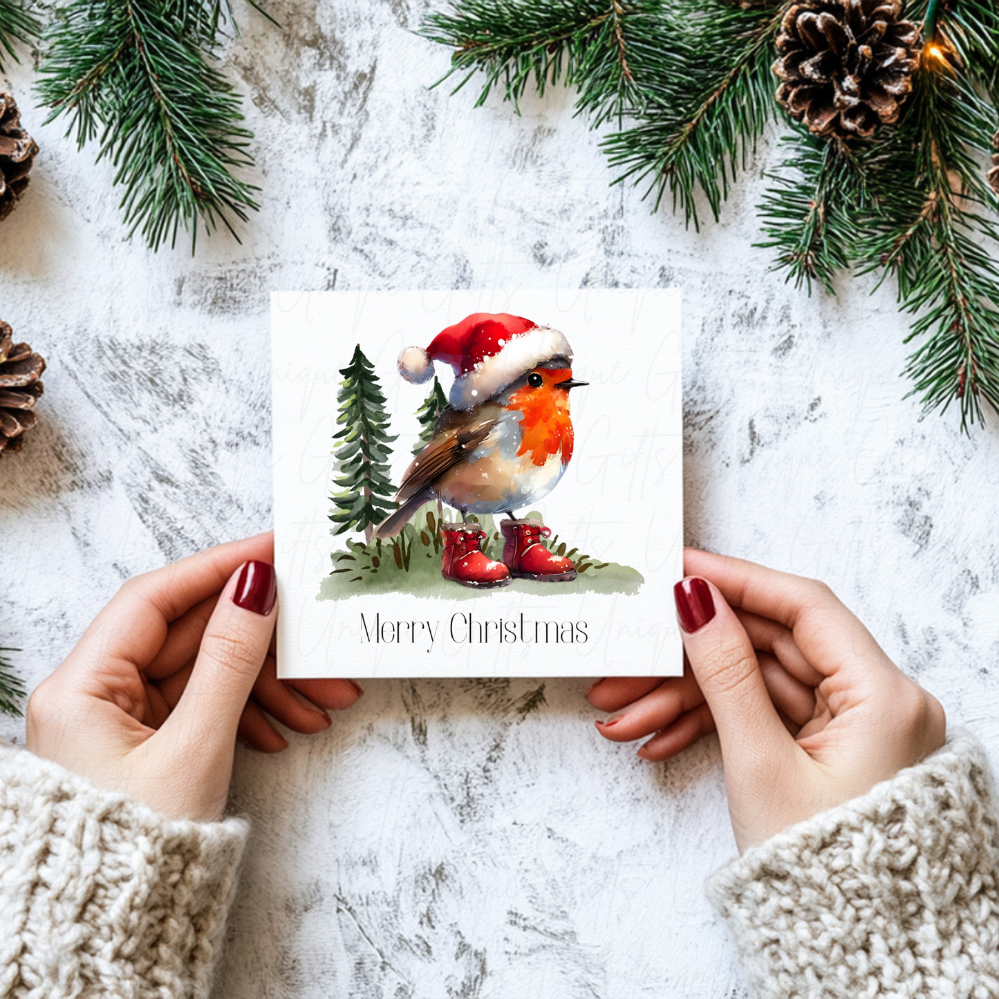 Robin Christmas Card – Handmade Personalised Holiday Greeting Card