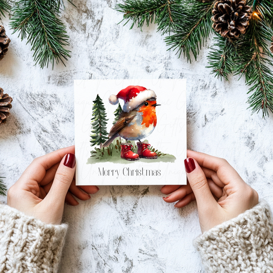 Robin Christmas Card – Handmade Personalised Holiday Greeting Card