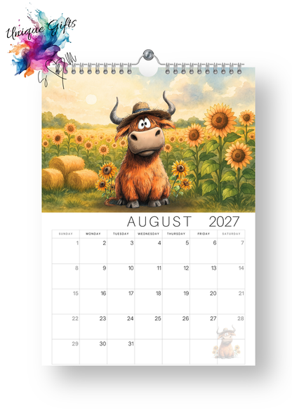 Moo-tiful Moments Highland Cow Calendar 2027