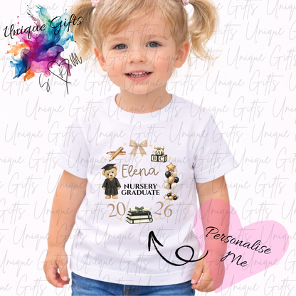 Personalised nursery leavers t-shirt – children's graduation keepsake, multiple colours available