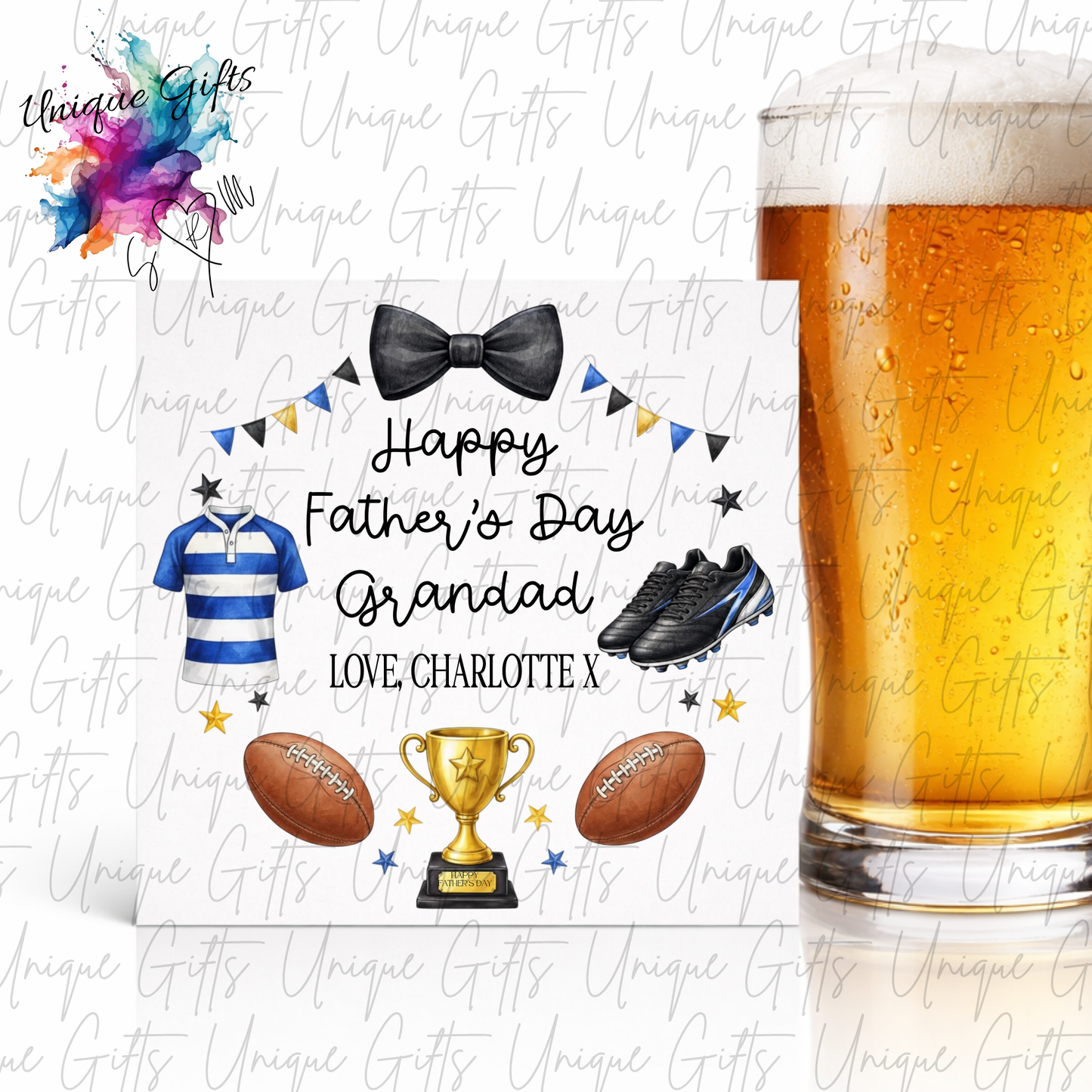Personalised rugby Father's Day card – Dad or Grandad | Unique Gifts