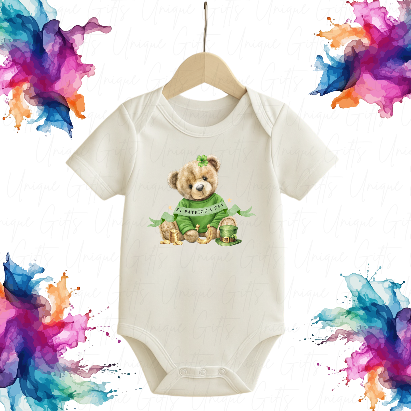 St Patrick's Day Cute Bear Baby Grow | Unique Gifts