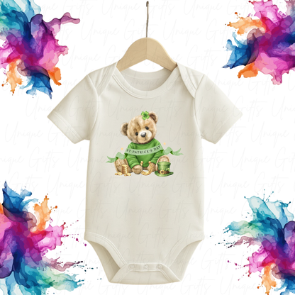 St Patrick's Day Cute Bear Baby Grow | Unique Gifts