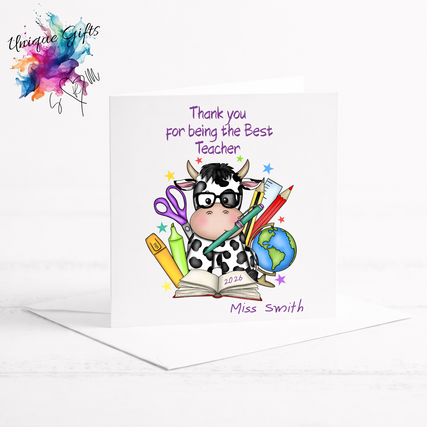 Best Teacher Card – Cow