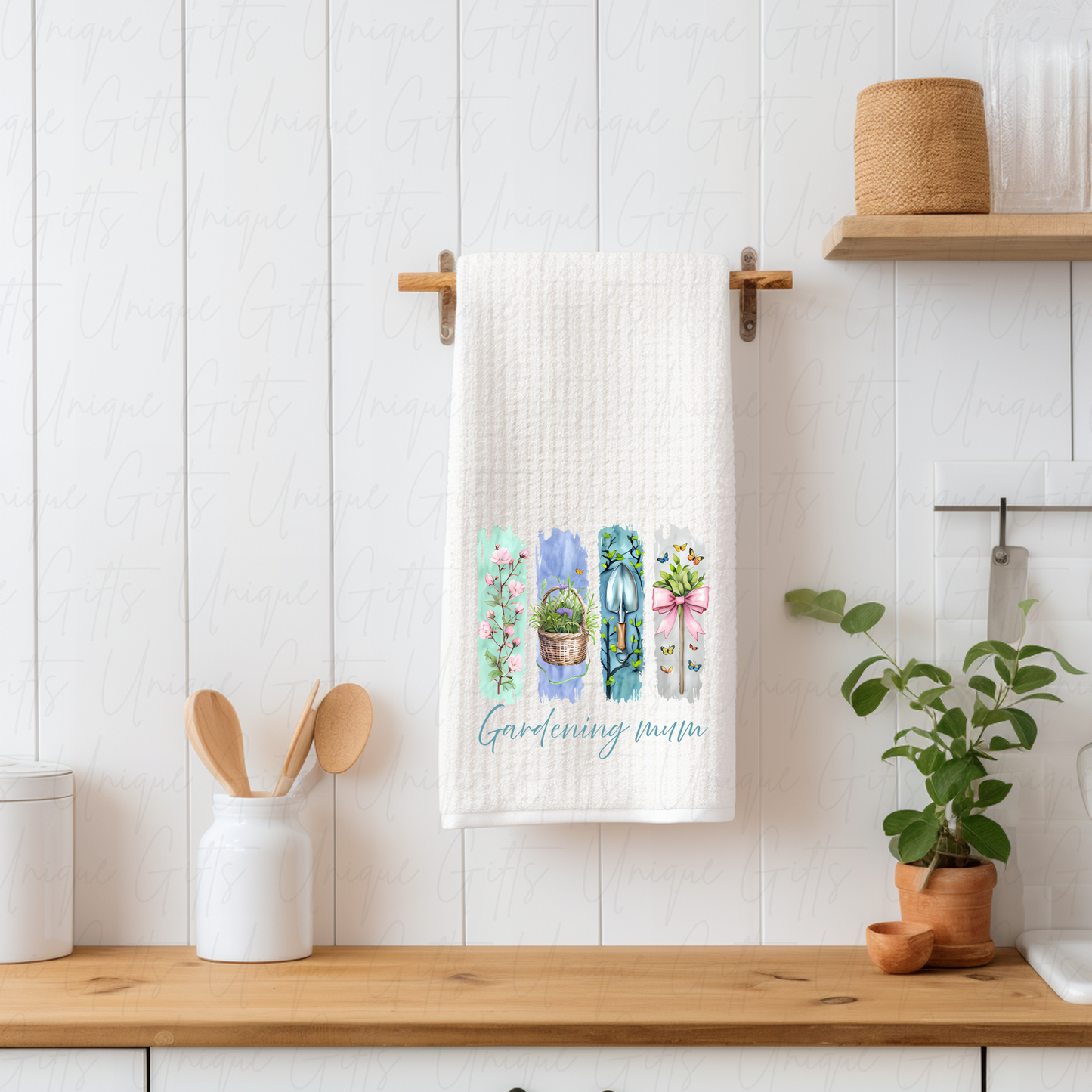 Gardening Mum Kitchen Tea Towel – Waffle Knit.