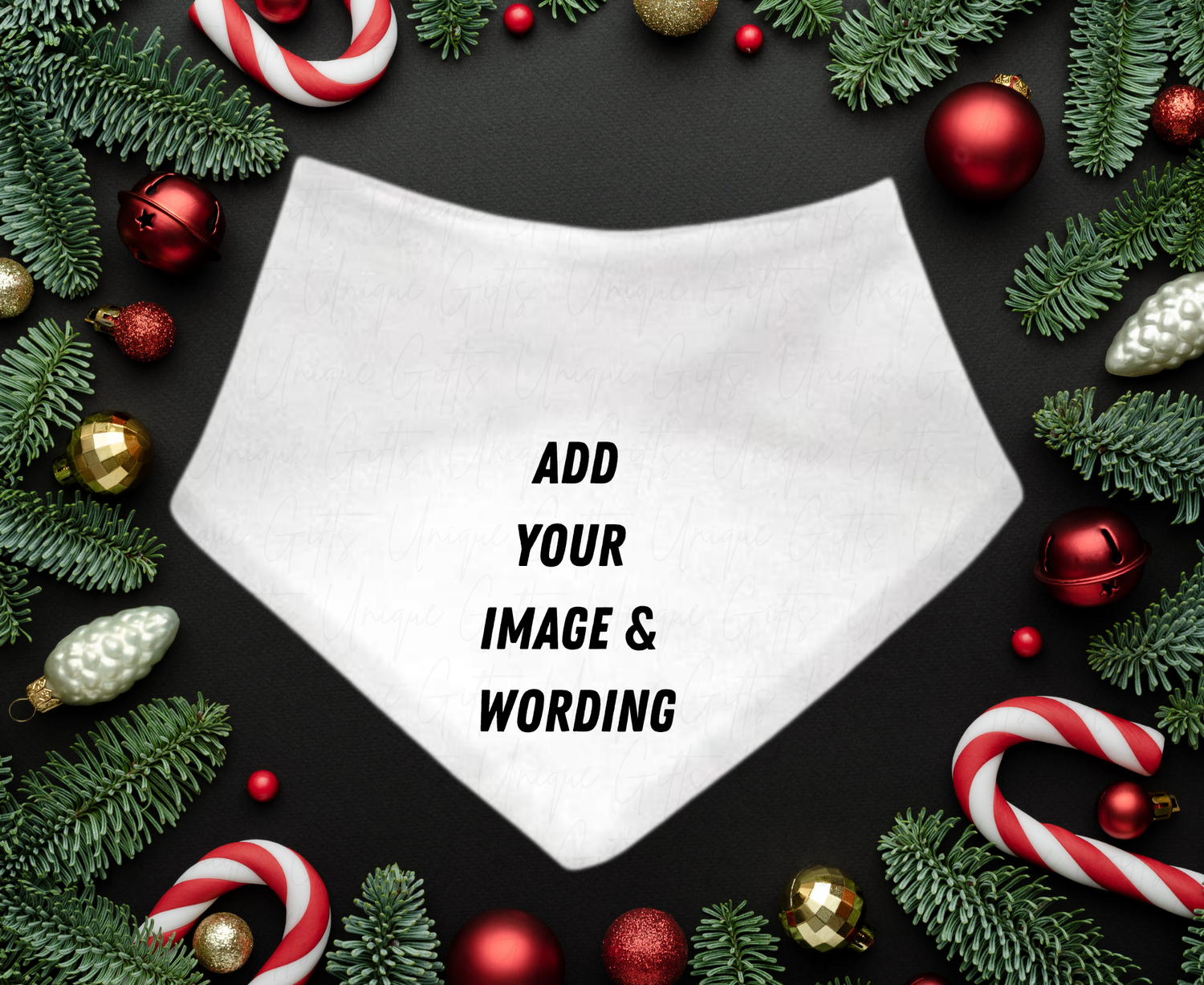 Personalised Christmas bandana bib – add your own text or image, custom baby gift