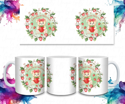 Adult Coffee Mug Featuring a Bear, I Love You So Berry Much.