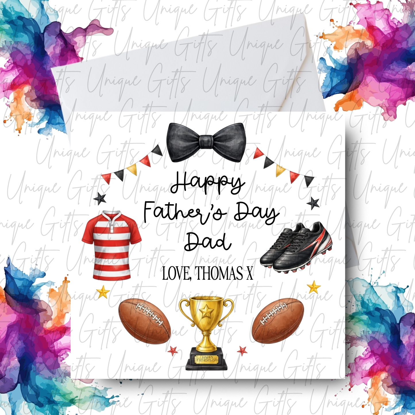 Personalised rugby Father's Day card – Dad or Grandad | Unique Gifts