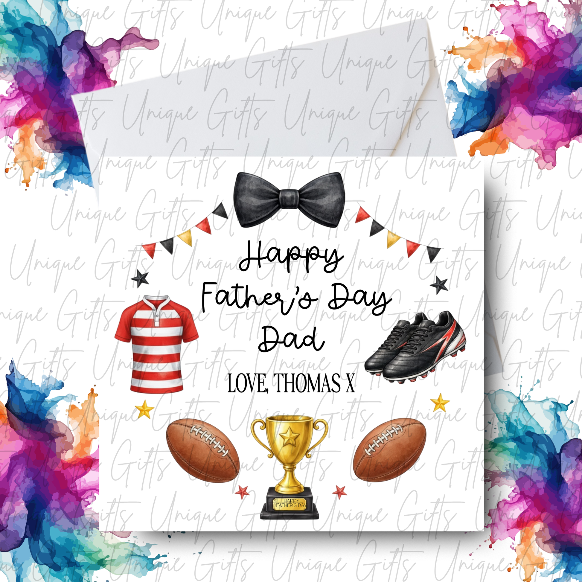Personalised rugby Father's Day card – Dad or Grandad | Unique Gifts