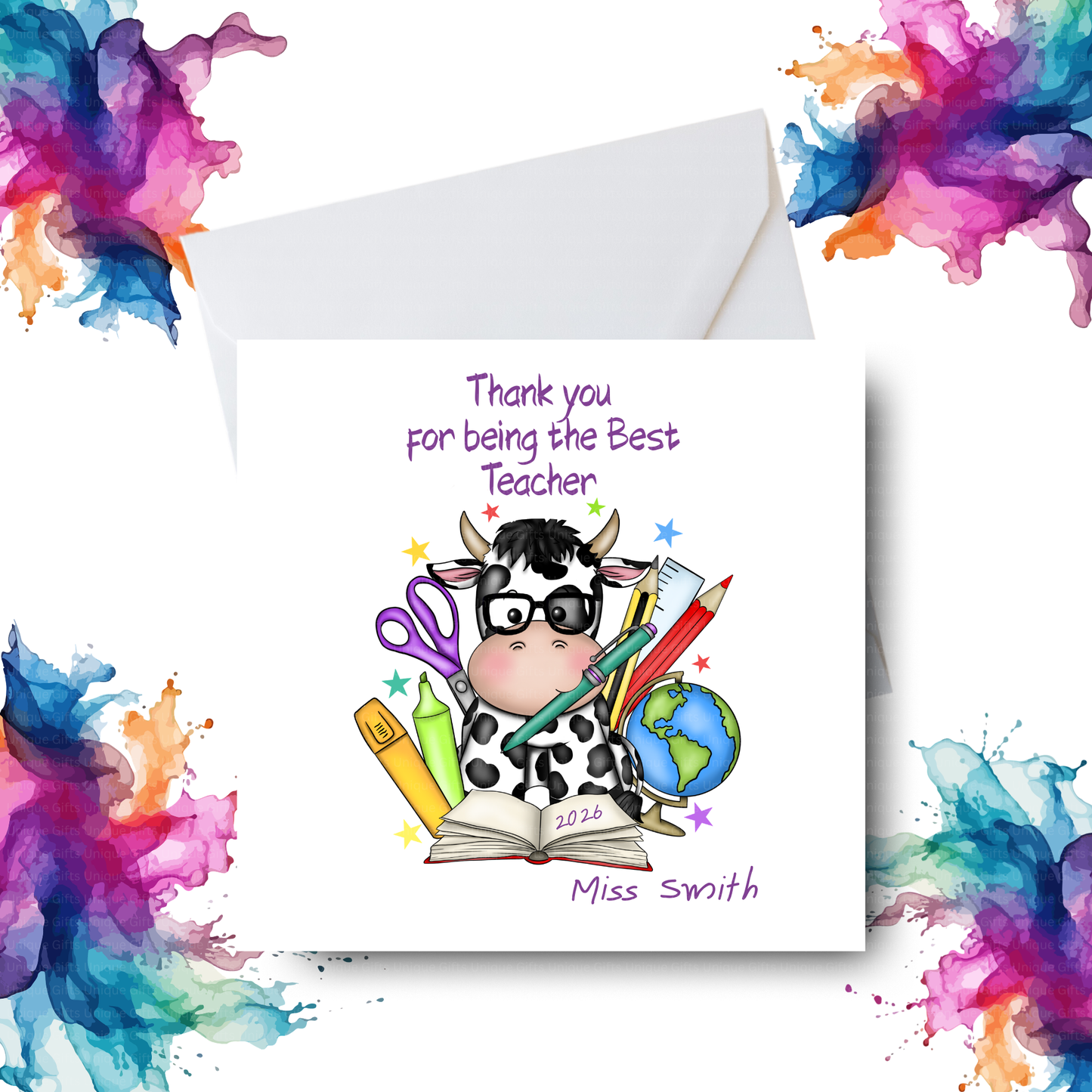 Best Teacher Card – Cow