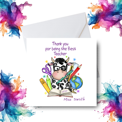 Best Teacher Card – Cow