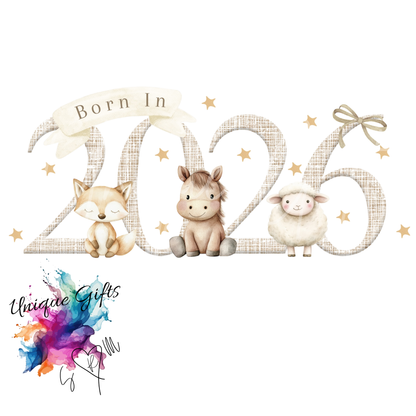 Born in 2026 Farmyard Animals Baby Grow | Unique Gifts