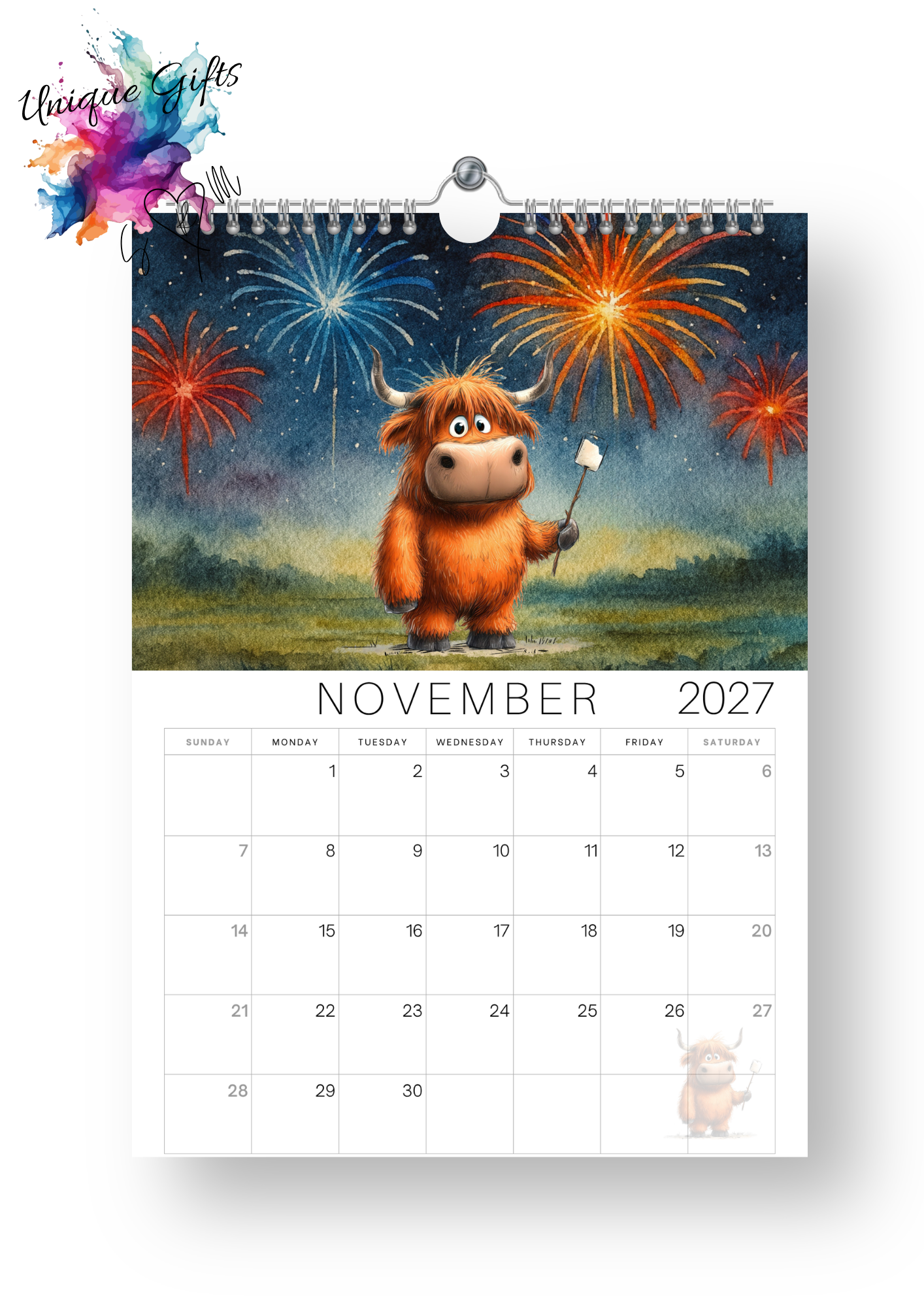 Moo-tiful Moments Highland Cow Calendar 2027