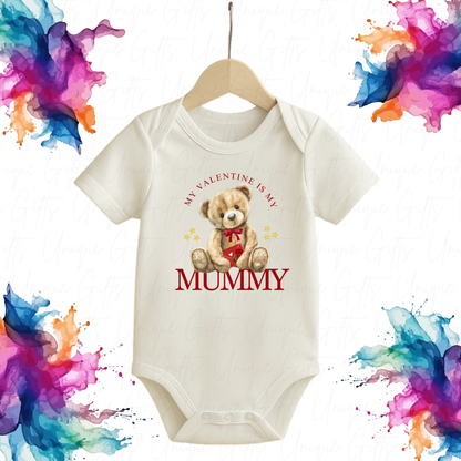 Personalised My Mummy Is My Valentine baby grow – newborn to 18-24 months