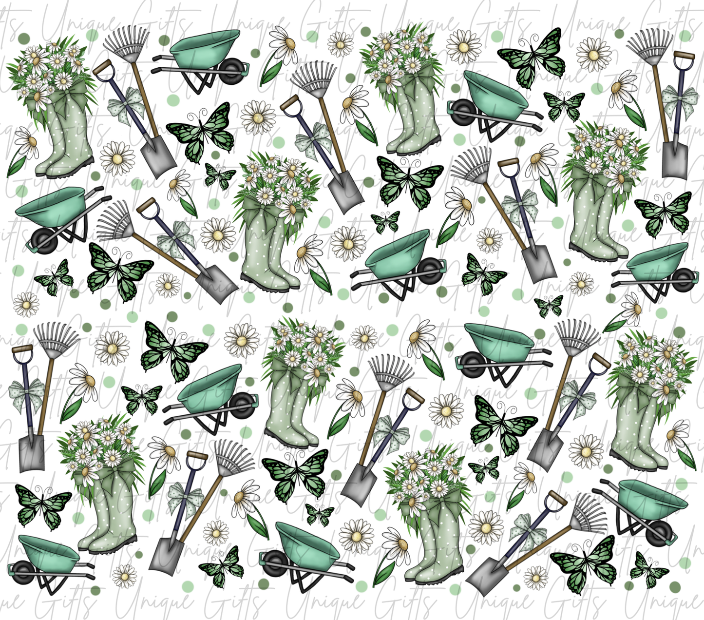 Gardening tumbler close up – pastel floral plant design, perfect gardener gift
