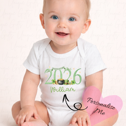 St Patrick's Day Lucky 2026 Baby Grow | Unique Gifts