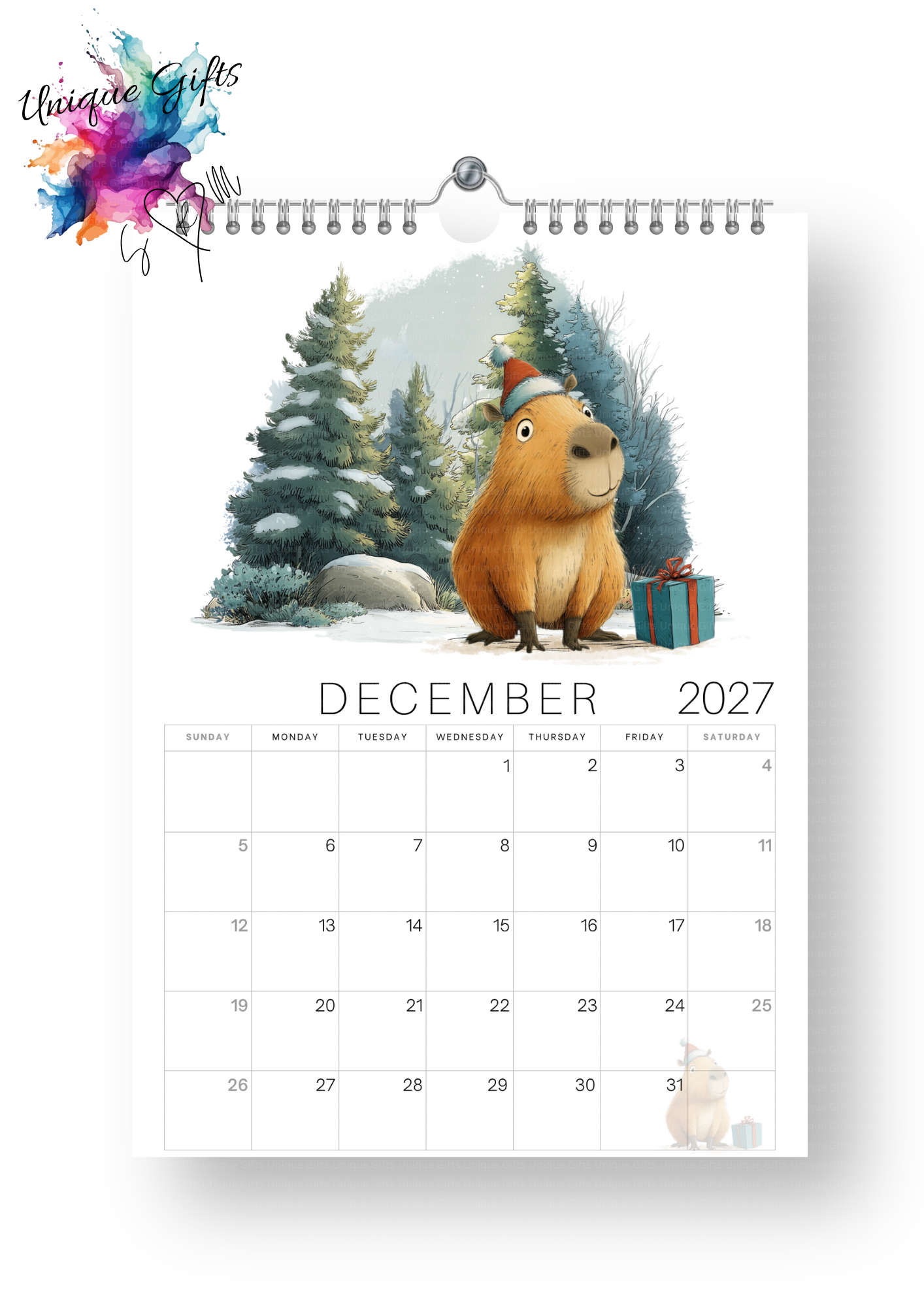 Timber Tales Capybara Calendar 2027