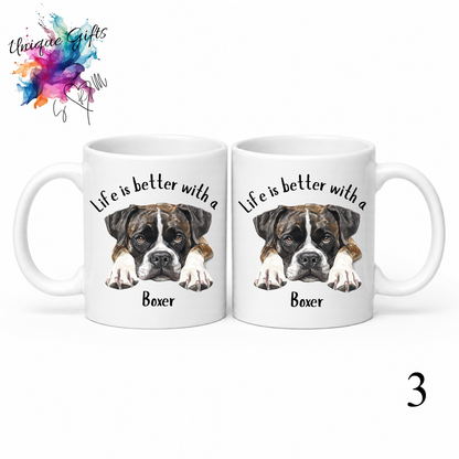 Boxer Dog Coffee Mug | Life is Better with a Boxer – 11oz Ceramic
