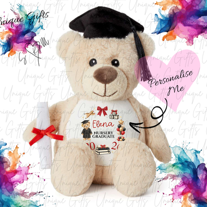 Personalised graduation teddy bear colour options – 12 colours available including sage, red, blue, pink, lilac and more