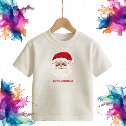 Personalised Merry Christmas T-shirt – Santa Face Design | Custom Festive Baby Outfit