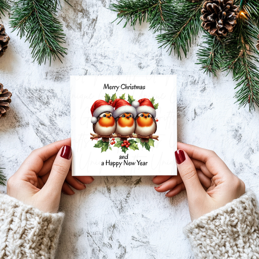 Robin Merry Christmas Card – Handmade Personalised Holiday Greeting Card