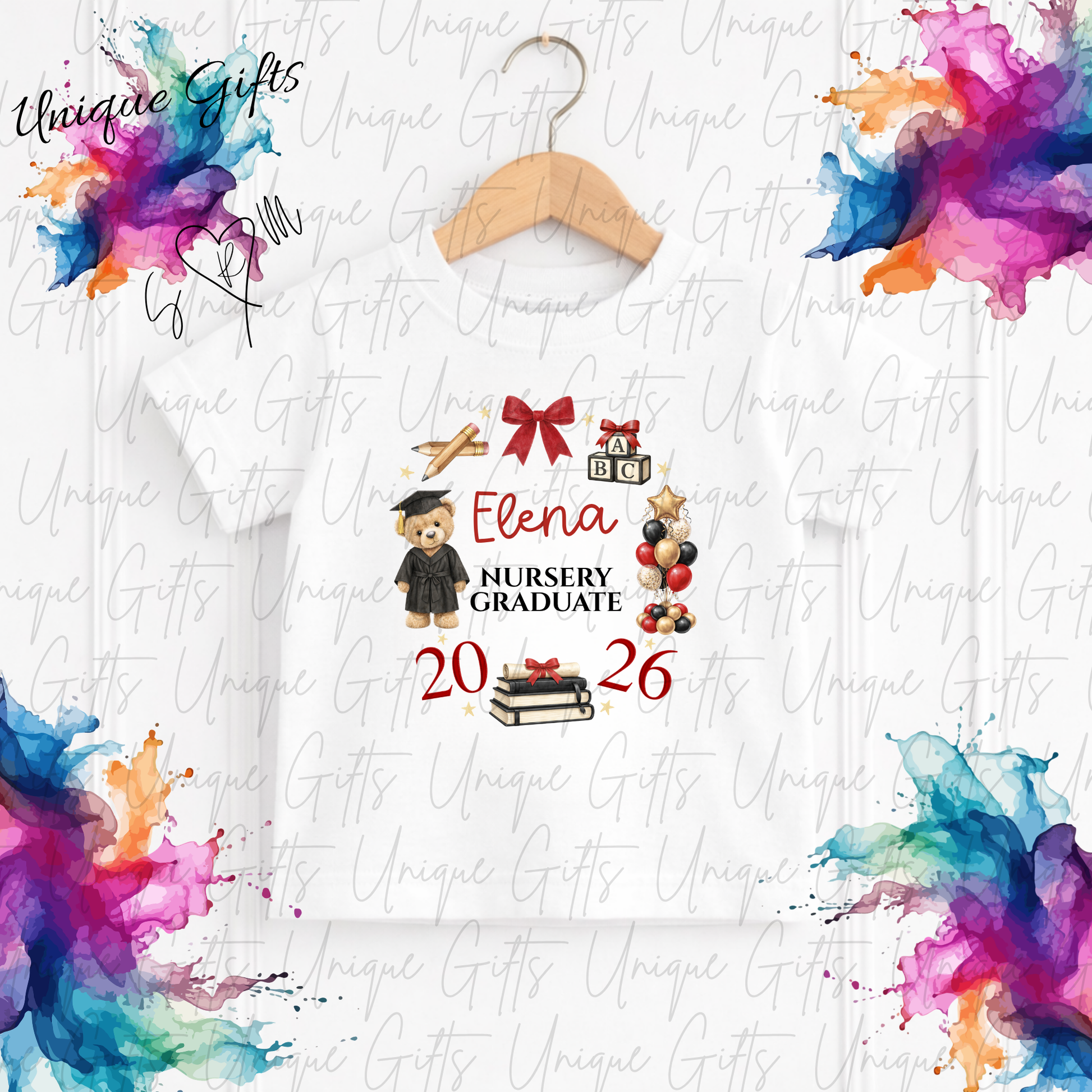 Personalised nursery leavers t-shirt – children's graduation keepsake, multiple colours available