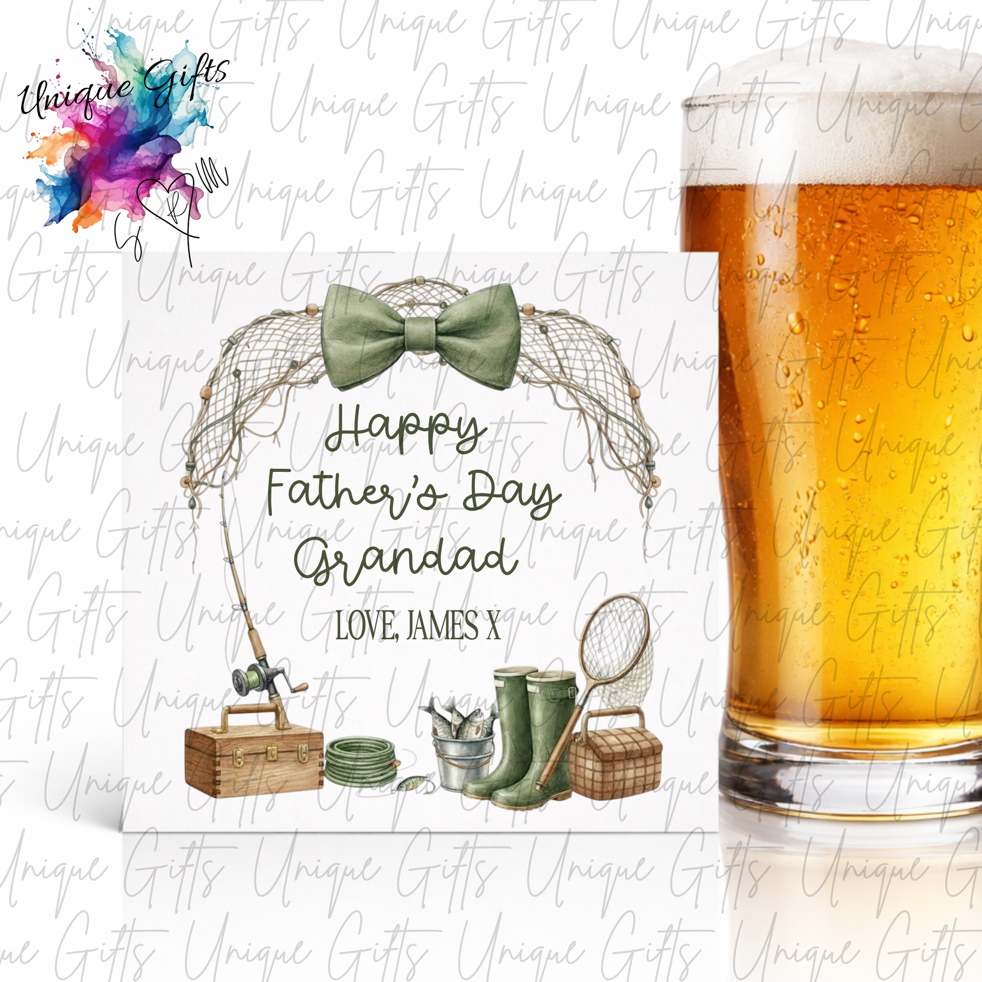 Personalised fishing Father's Day card – Dad or Grandad | Unique Gifts