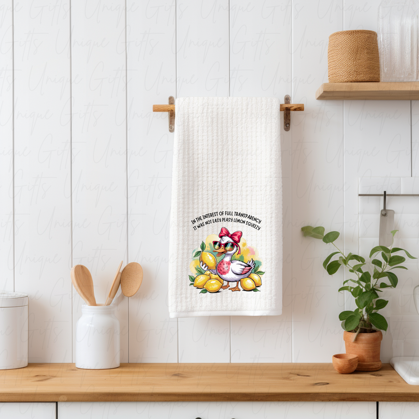 Duck Design Kitchen Tea Towel – Waffle Knit