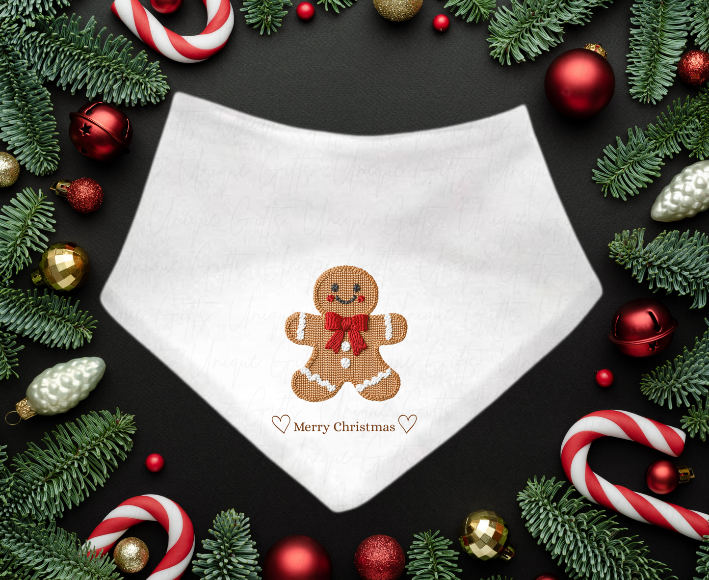 Christmas Bandana Bib – Cute Red Gingerbread Man Design
