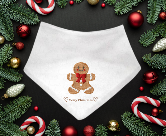 Christmas Bandana Bib – Cute Red Gingerbread Man Design