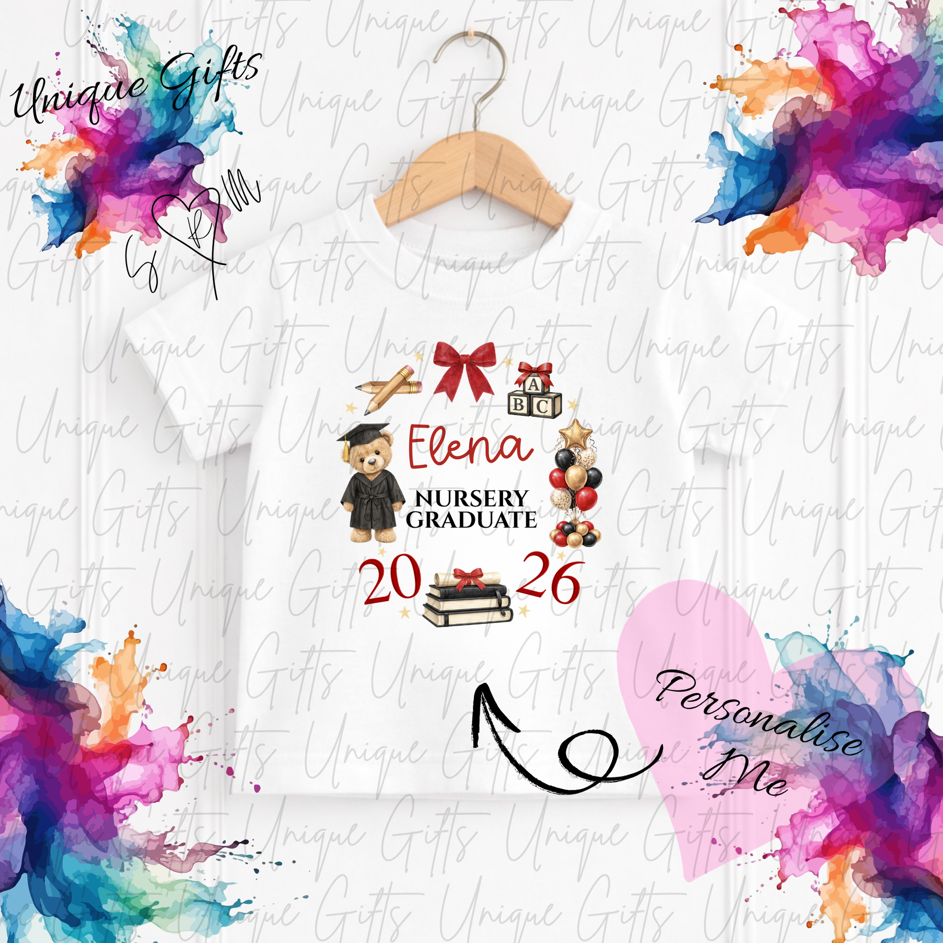 Personalised nursery leavers t-shirt – children's graduation keepsake, multiple colours available