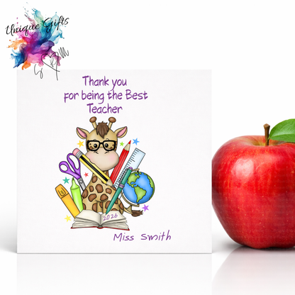 Best Teacher Card – Giraffe